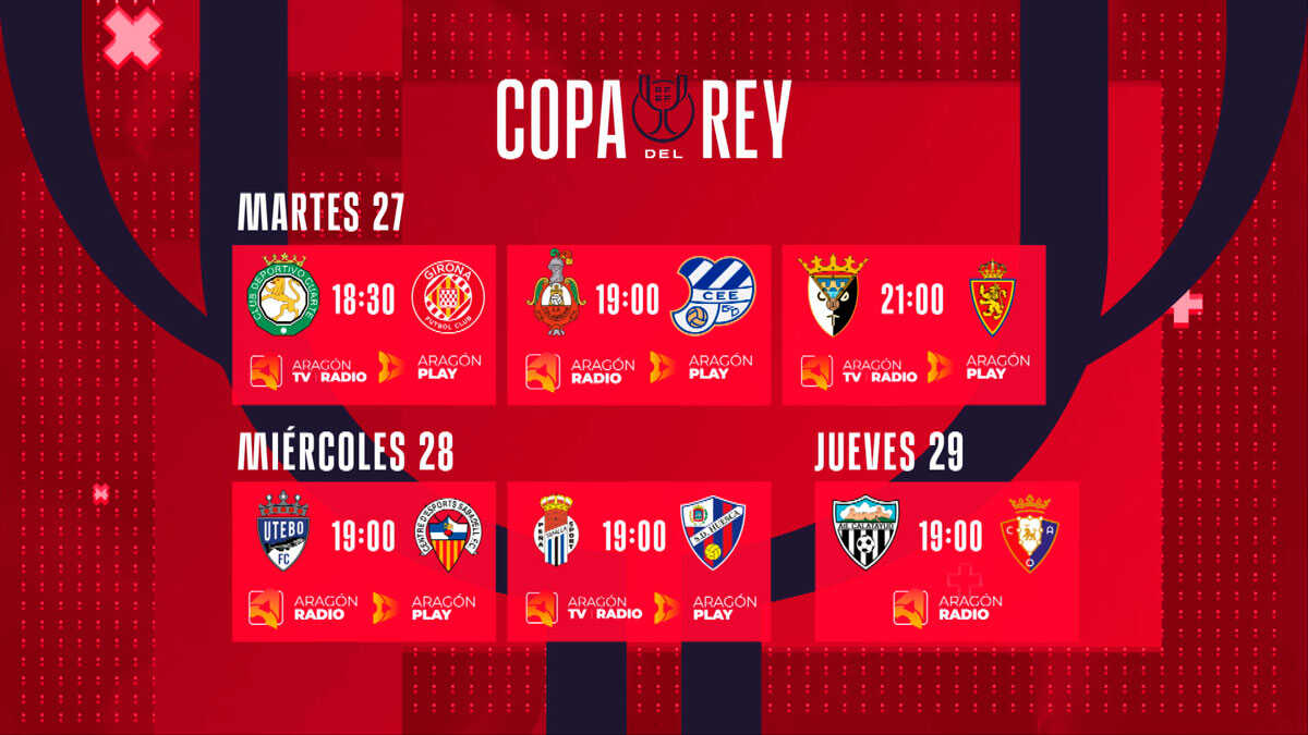 国王杯本周二在Aragón TV、Aragón Radio和Aragón Play开启